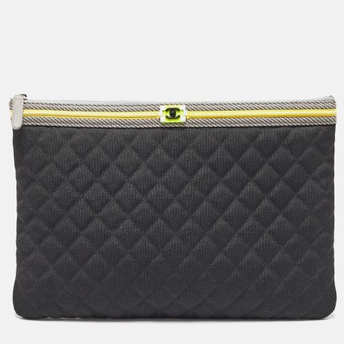 Chanel Black/Grey Quilted Nylon Fluo Boy O-Case Pouch - Chanel - Modalova