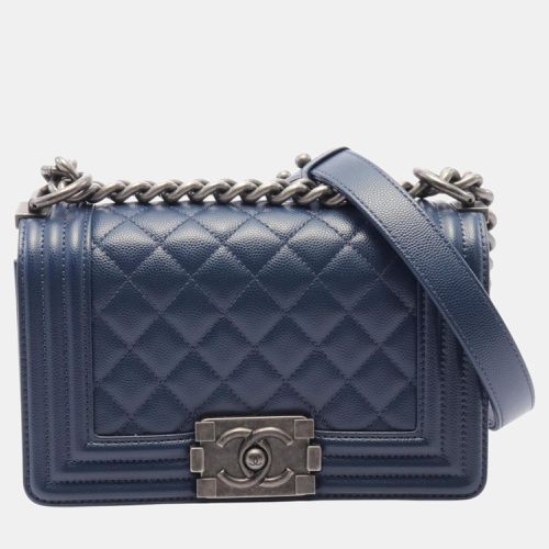 Chanel Navy Caviar Skin (Grained Calf) Boy Chanel Small Matelasse Shoulder Bag - Chanel - Modalova