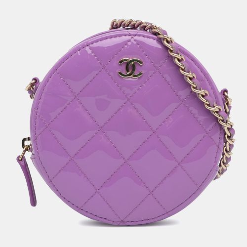 Chanel Purple Patent Leather Chanel CC Quilted Patent Round Clutch With Chain - Chanel - Modalova