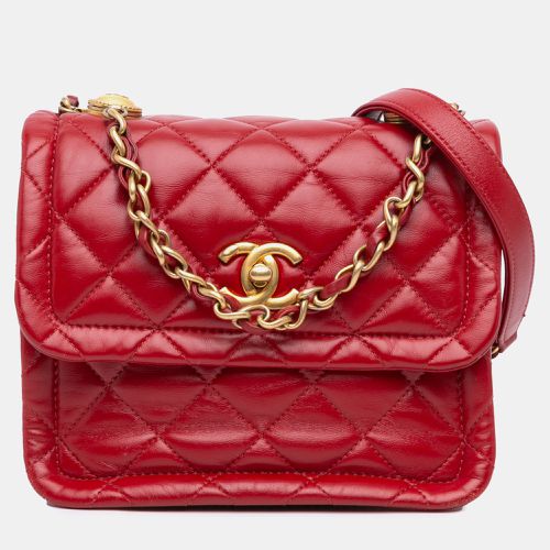 Chanel Red Leather Chanel Mini Quilted Lambskin Soft Square Flap - Chanel - Modalova