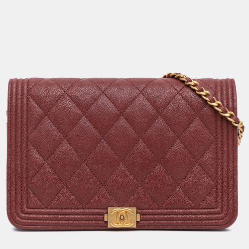 Chanel Red Leather Chanel Quilted Caviar Boy Wallet on Chain - Chanel - Modalova