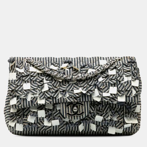 Chanel Blue Cotton and Fabric Chanel Medium Cotton Striped Double Flap - Chanel - Modalova