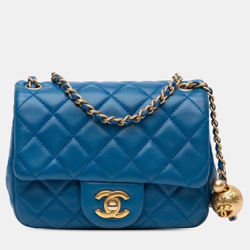 Chanel Blue Leather Chanel Mini Square Classic Lambskin Pearl Crush Single Flap - Chanel - Modalova