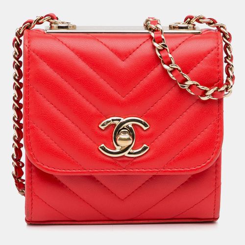 Chanel Red Leather Chanel Mini Chevron Quilted Lambskin Trendy CC Chain Wallet - Chanel - Modalova