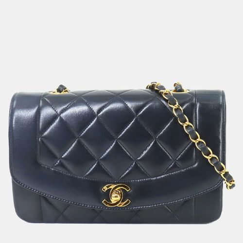 Leather Navy Diana Matelasse 22 Chain Shoulder Bag - Chanel - Modalova