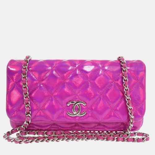 Matelasse Coco Mark Goatskin Iridescent Mirror Fuchsia Chain Clutch Shoulder Bag - Chanel - Modalova