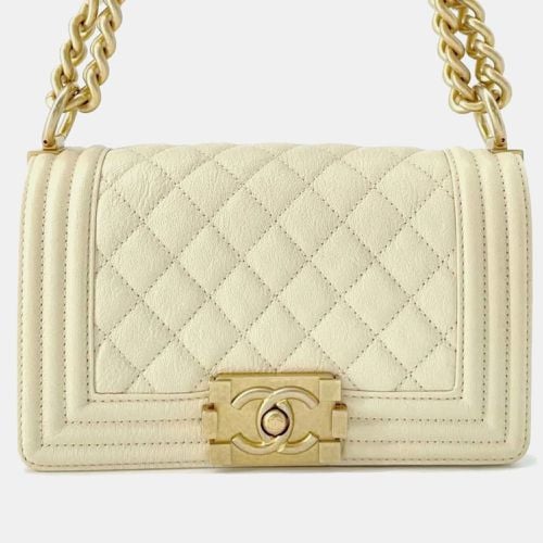 Matelasse Coco Mark Boy Small Caviar Skin Boy Chain Shoulder Bag - Chanel - Modalova