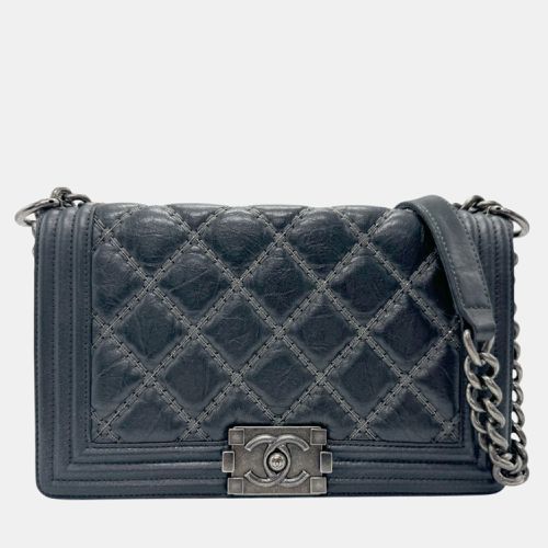 Leather Metal Silver Boy Shoulder Bag - Chanel - Modalova