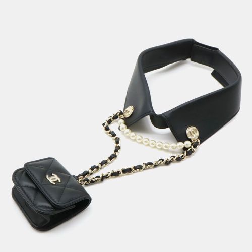 Leather Matelasse Collar Coco Mark Earphone Case - Chanel - Modalova