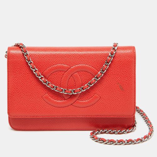 Chanel Orange Caviar Leather Timeless CC Wallet On Chain - Chanel - Modalova