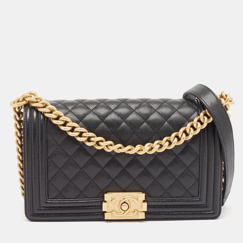 Chanel Black Quilted Caviar Leather Medium Boy Flap Bag - Chanel - Modalova