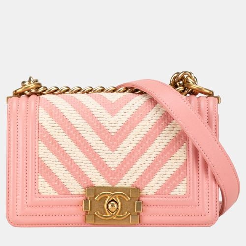 Chanel Pink Small Braided Chevron Boy Flap - Chanel - Modalova