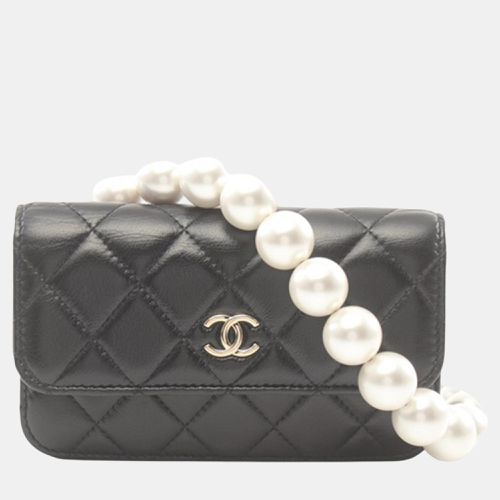 Chanel Black Quilted Calfskin Maxi Pearls Clutch With Chain - Chanel - Modalova