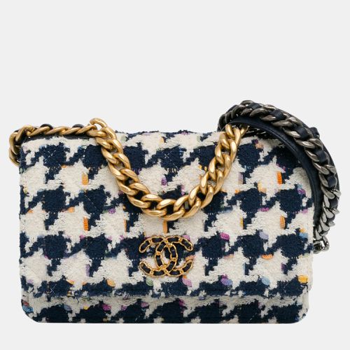 Chanel Navy Blue/White Tweed 19 Wallet On Chain - Chanel - Modalova