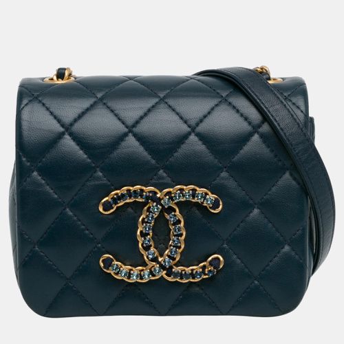 Chanel Navy Blue Mini Lambskin CC Crystal Full flap - Chanel - Modalova