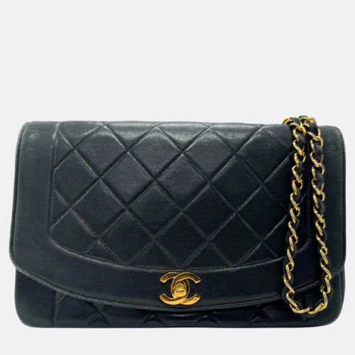 Chanel Lambskin Navy Gold Diana 25 Shoulder Bag - Chanel - Modalova