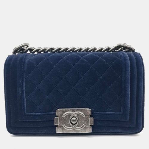 Chanel Blue Velvet Boy Small Bag - Chanel - Modalova