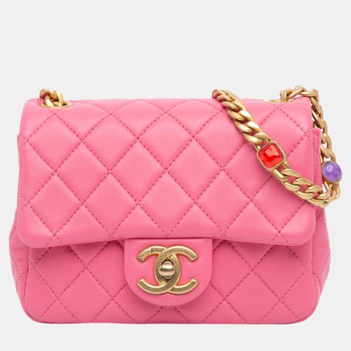 Chanel Pink Mini Square Lambskin Pearl Samba Flap - Chanel - Modalova