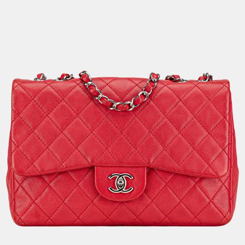 Chanel Red Jumbo Classic Caviar Single Flap - Chanel - Modalova