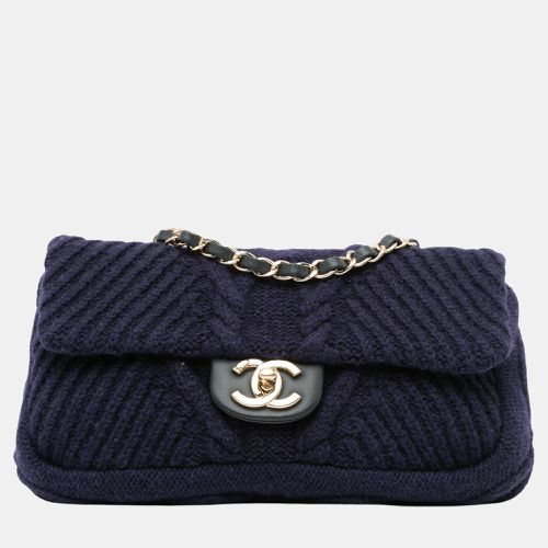 Chanel Navy Blue Small Paris Hamburg Cable Knit Flap - Chanel - Modalova