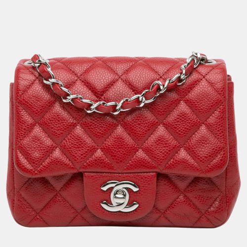 Chanel Red Mini Square Classic Caviar Single Flap - Chanel - Modalova