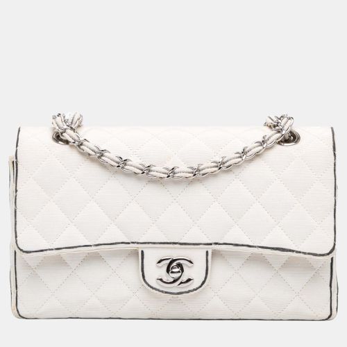 Chanel White Medium Classic Printed Grosgrain Double Flap - Chanel - Modalova