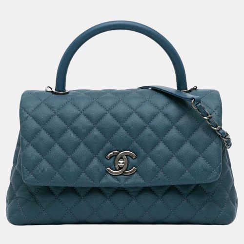 Chanel Navy Blue Medium Caviar Coco Top Handle Bag - Chanel - Modalova