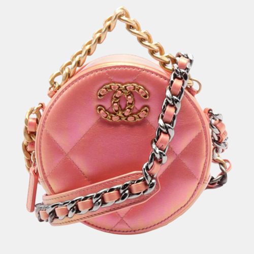 Chanel Pink Iridescent Lambskin 19 Round Clutch with Chain - Chanel - Modalova