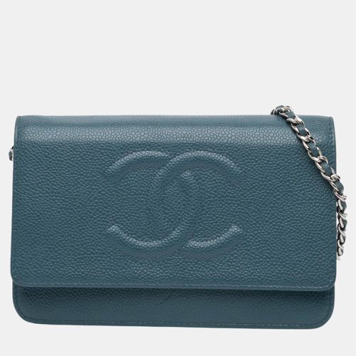 Chanel Blue CC Caviar Wallet On Chain - Chanel - Modalova