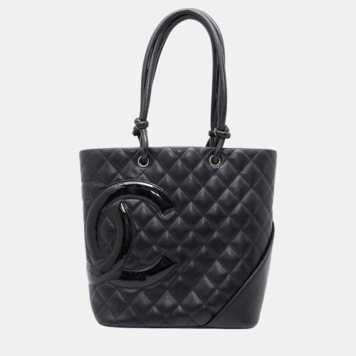 Chanel Black Leather Patent Leather Cambon Tote Bag Size Medium - Chanel - Modalova