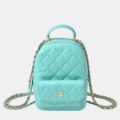 Chanel Blue Leather Caviar Skin Turquoise Mini Backpack - Chanel - Modalova