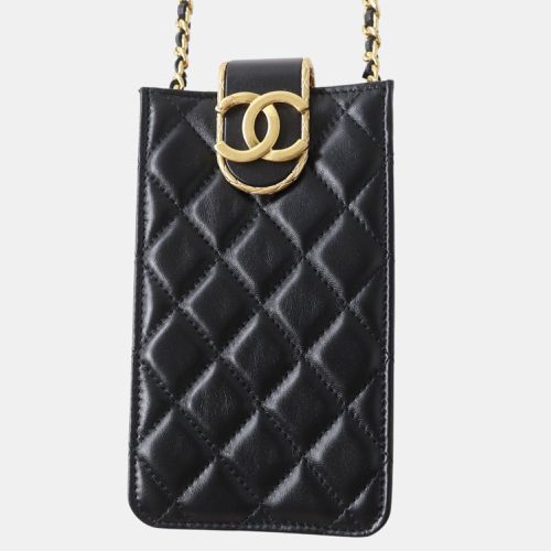 Chanel Black Leather Lambskin Phone Holder Chain Bag - Chanel - Modalova