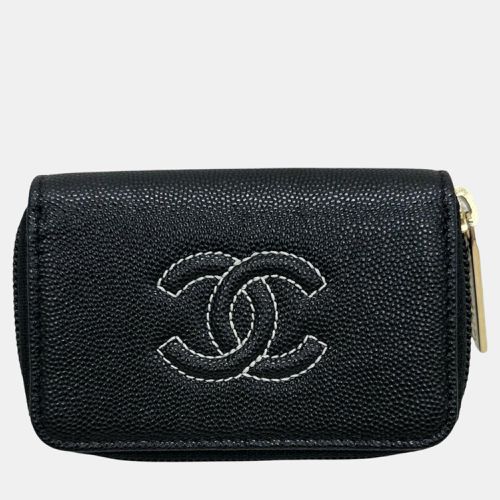 Chanel Black/Gold Leather Caviar Coin Case - Chanel - Modalova