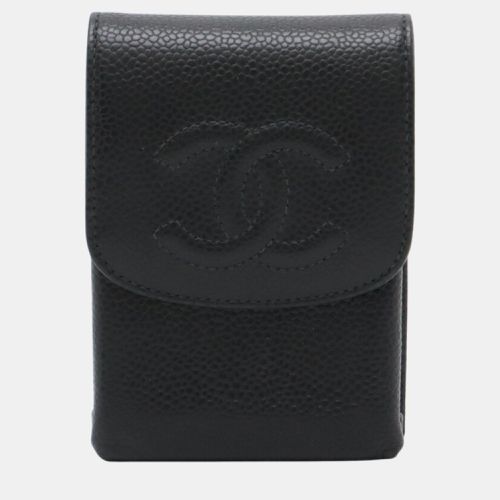 Chanel Black Leather Caviar Skin Coco Mark Iqos Case - Chanel - Modalova