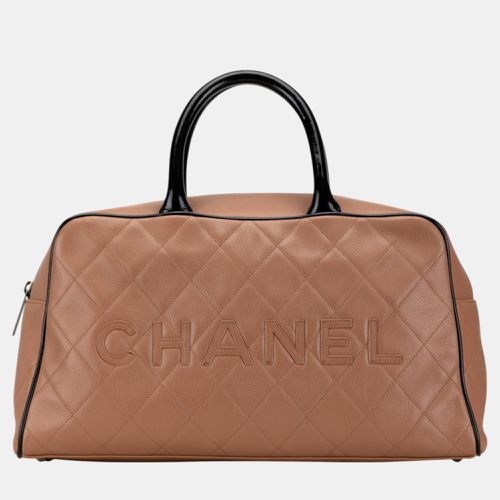 Pink Black Caviar Skin Patent Leather Matelasse Boston Bag - Chanel - Modalova