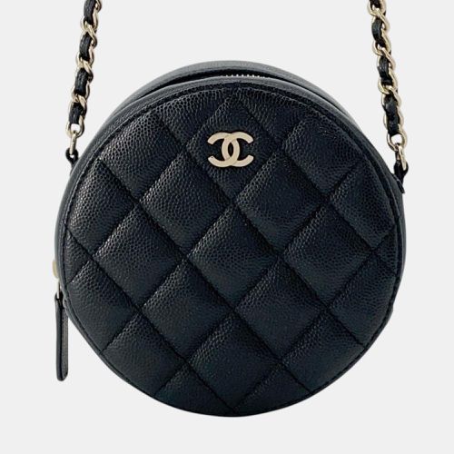 Caviar Skin Classic Matelasse Coco Mark Round Chain Shoulder Bag - Chanel - Modalova