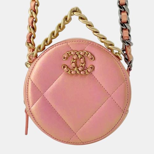 Lambskin 19 Round Coco Mark Chain Shoulder Bag - Chanel - Modalova