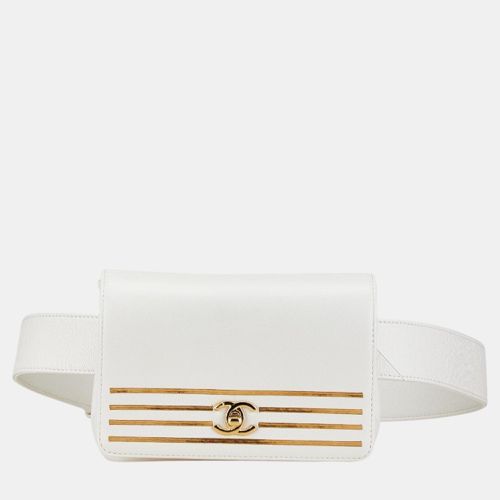 Chanel White Caviar Skin Coco Mark Captain Gold Waist Bag - Chanel - Modalova