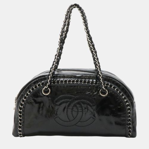 Chanel Black Enamel Luxury Line Coco Mark Matelasse Bowling Bag - Chanel - Modalova