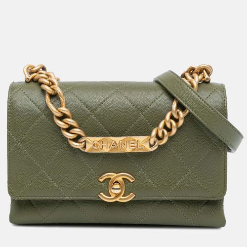 Chanel Green Mini Quilted Caviar Bracelet On Chain Flap - Chanel - Modalova