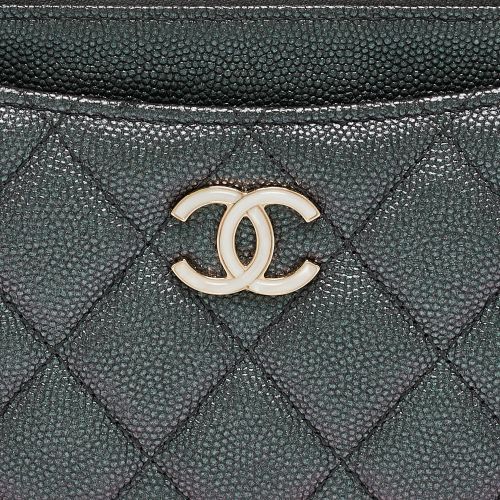 Chanel Grey Iridescent Caviar Leather CC Zip Pouch - Chanel - Modalova