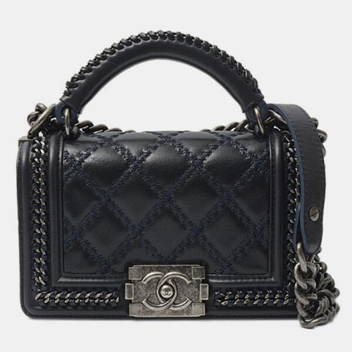 Chanel Blue Leather Boy Handle Chain Shoulder Bag - Chanel - Modalova