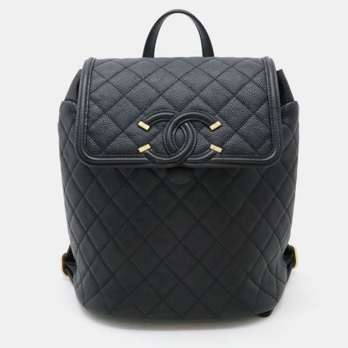 Chanel Black Leather Caviar CC Filigree Backpack - Chanel - Modalova