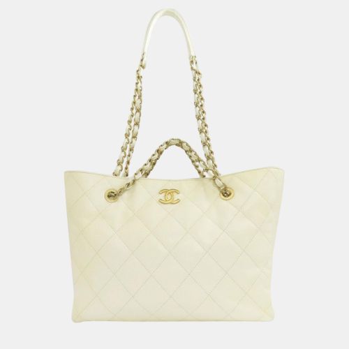 Chanel White Caviar Leather Chain Tote Bag - Chanel - Modalova