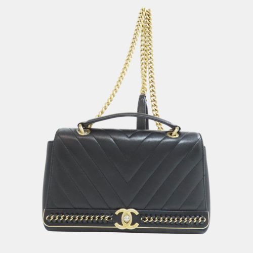 Chanel Black Lambskin Leather V-Stitch Shoulder Bag - Chanel - Modalova