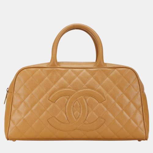 Chanel Beige Caviar Leather Coco Mark Bowling Bag - Chanel - Modalova