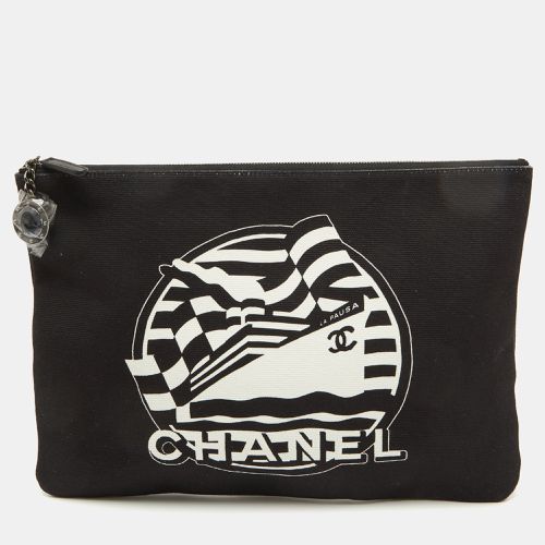 Chanel Black/White Print Canvas La Pausa Medium O-Zip-Case - Chanel - Modalova