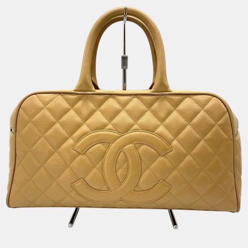 Chanel Beige Caviar Skin Matelasse Coco Mark Bowling Bag Handbag - Chanel - Modalova