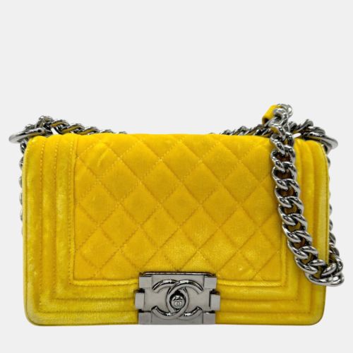 Chanel Yellow Velvet Boy Chain Shoulder Bag - Chanel - Modalova