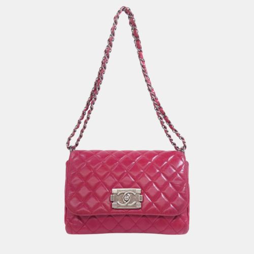 Chanel Red Calfskin Leather Boy Chain Shoulder Bag - Chanel - Modalova